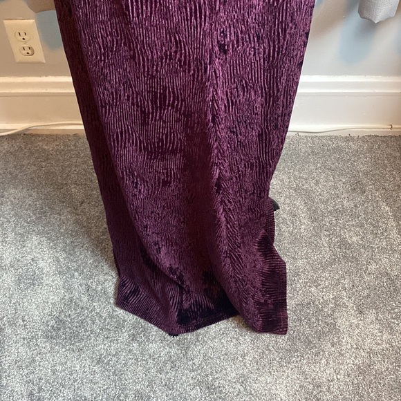 Jessica McClintock Gunne Sax Wine Color Velvet Gown Dress Gold Flower Straps - Picture 10 of 13